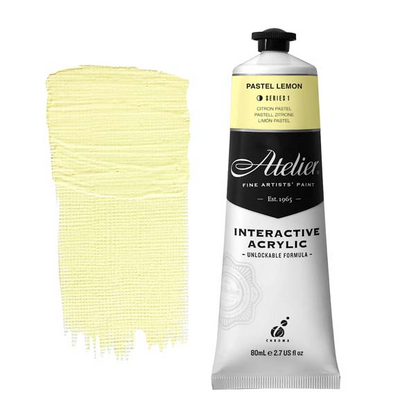 White Smoke Atelier Interactive Artists Acrylic Paint,  Pastel Lemon S1 80ml Acrylic Paints