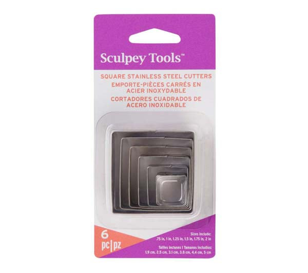 Light Gray Sculpey Graduated Square Cutters,  6Pcs Modelling Tools & Accessories