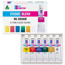 White Smoke AS Studio Blend Oil Colours, Assorted Colours, 6x40ml tubes Watercolour Paint
