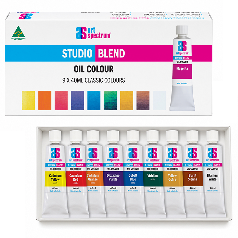 White Smoke AS Studio Blend Oil Colours, Assorted Colours, 9x40ml tubes Watercolour Paint