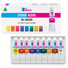 White Smoke AS Studio Blend Oil Colours, Assorted Colours, 9x40ml tubes Watercolour Paint