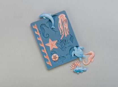 Gray Sculpey Bakeable Silicone Mold, Sea Life Resin Moulds