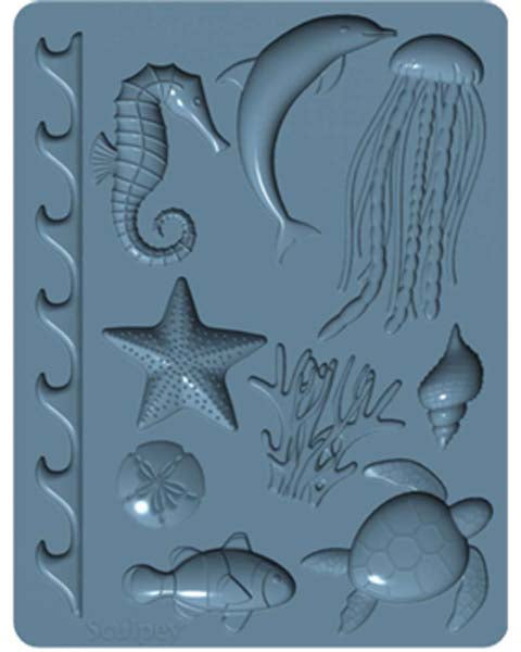 Slate Gray Sculpey Bakeable Silicone Mold, Sea Life Resin Moulds