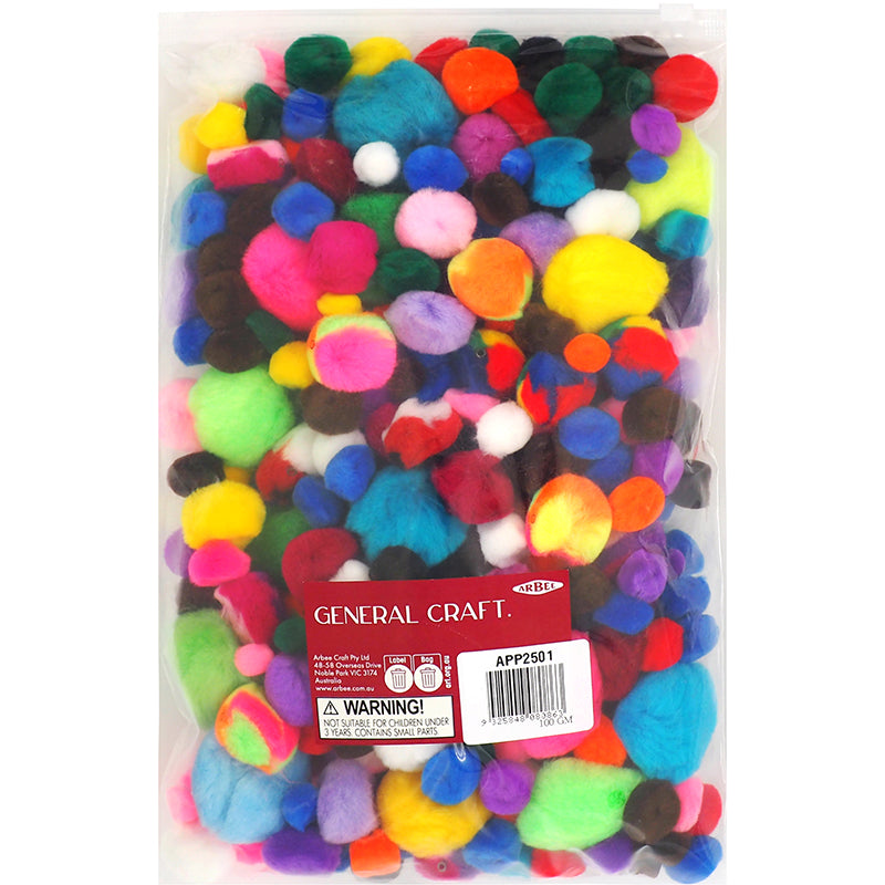 Misty Rose Pom Poms Bulk Multi Assorted 600 Pc Kids Craft Basics