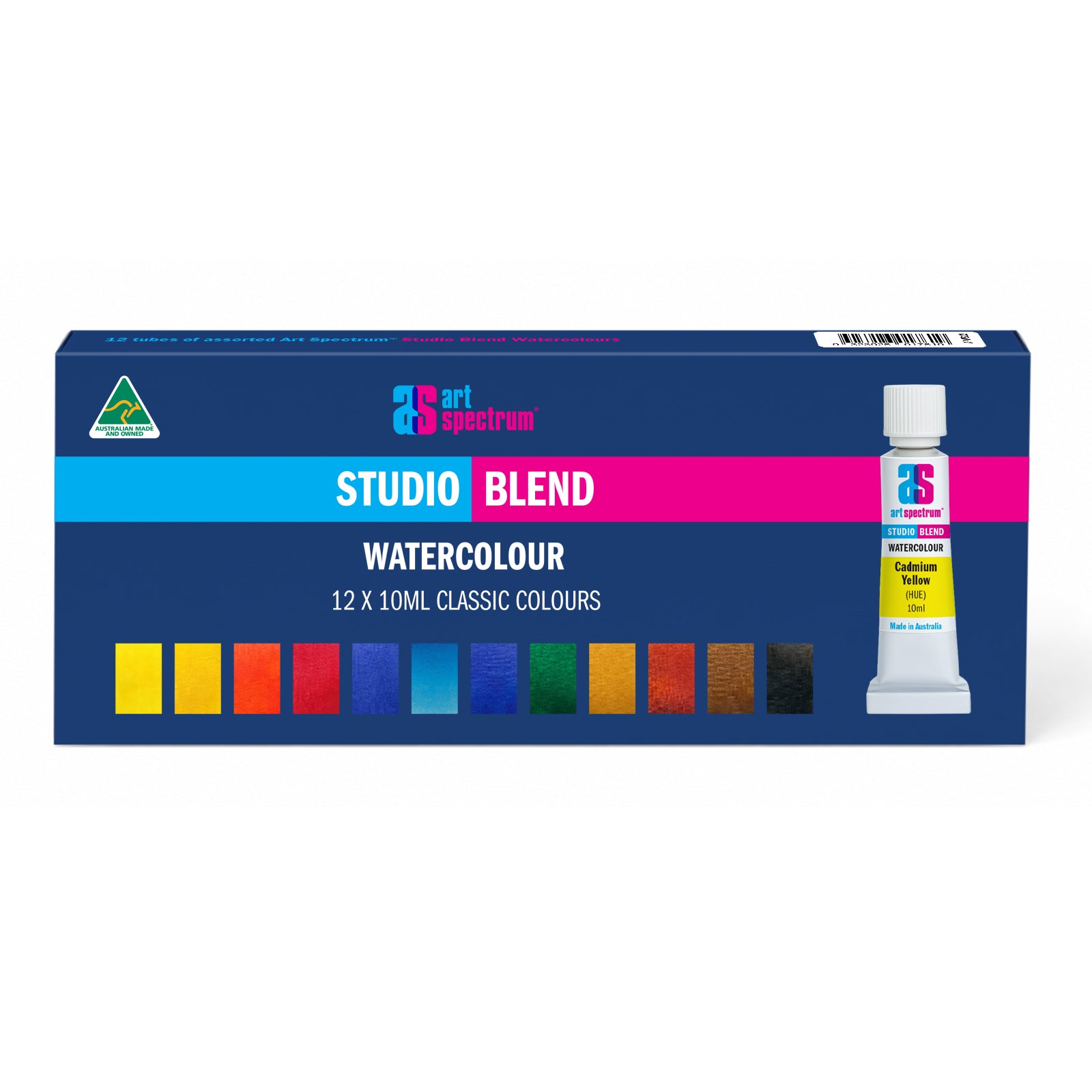 Midnight Blue AS Studio Blend Watercolour, Assorted Colours, 12x10ml tubes Watercolour Paint