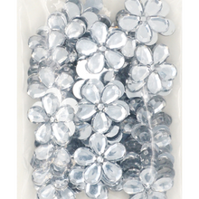 Light Gray Stick On Rstone Flowers 50Pcs Clear Gems & Rhinestones