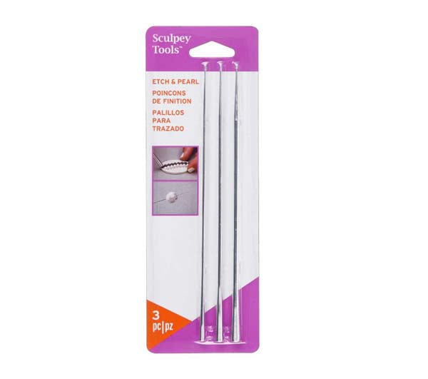 Lavender Sculpey "Etch 'n Pearl" tool set, 3Pcs Modelling Tools & Accessories