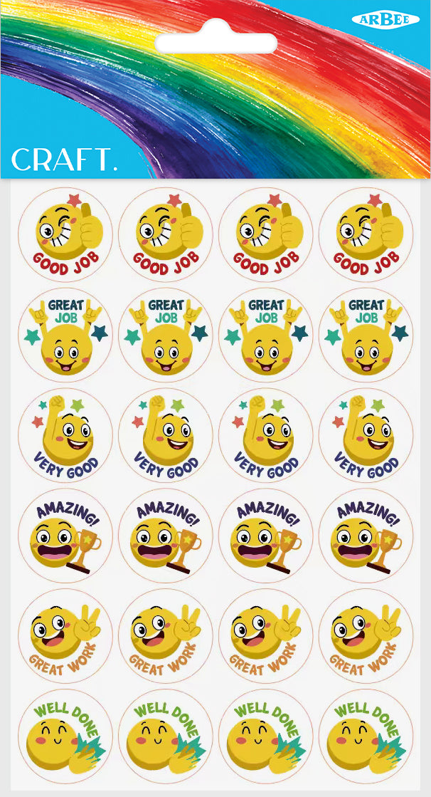 White Smoke Stickers Yay Emoticon Class Pack, 96Pk Paper Craft