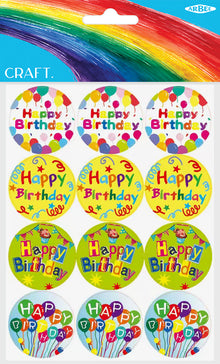 White Smoke Stickers Happy Birthday Class Pack, 48Pc Paper Craft