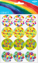 White Smoke Stickers Happy Birthday Class Pack, 48Pc Paper Craft