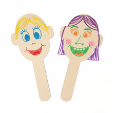 White Smoke Wood Popsicle Stick Faces 12Pc Kids Craft Basics