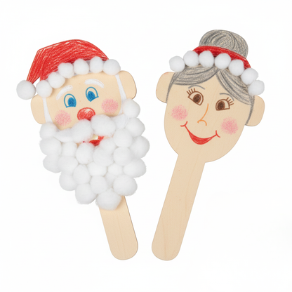 White Smoke Wood Popsicle Stick Faces 12Pc Kids Craft Basics