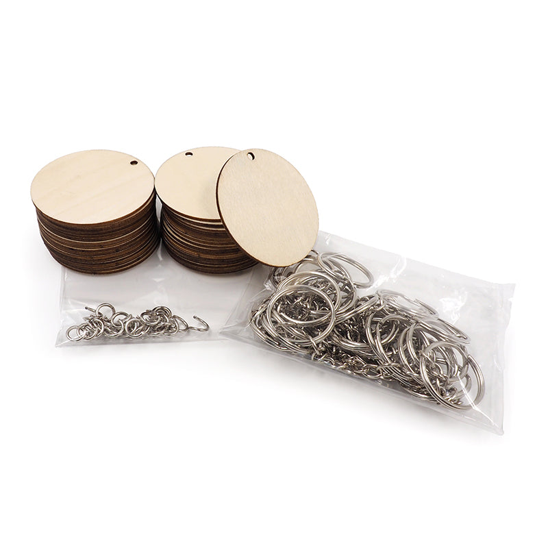 White Smoke Wood Key Chain Kit 100Pc Kids Craft Basics