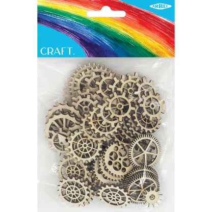 Lavender Wood Gears Cogs Asstd 100Pc Kids Craft Basics