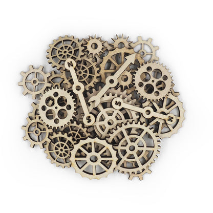 White Smoke Wood Gears Cogs Asstd 100Pc Kids Craft Basics