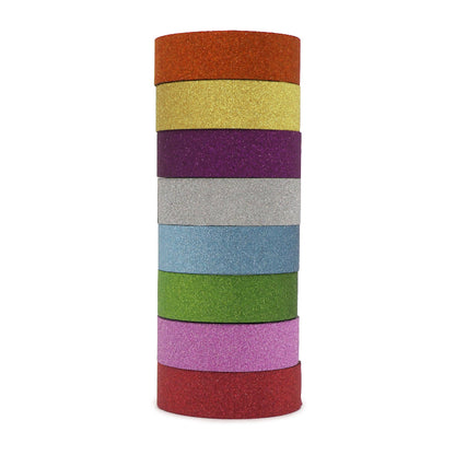 Arbee Washi Glitter Taspe, Assorted Colours, 8x  1.5cmx10M rolls