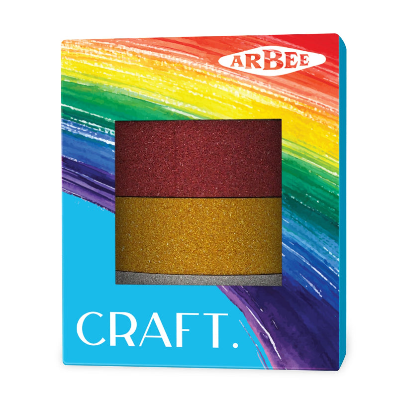Arbee Washi Glitter Taspe, Assorted Colours, 4x  1.5cmx5M  rolls