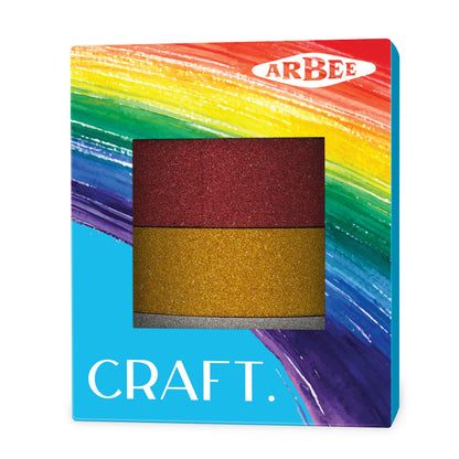 Arbee Washi Glitter Taspe, Assorted Colours, 4x  1.5cmx5M  rolls