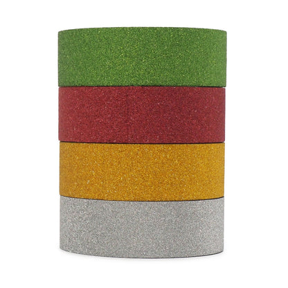 Arbee Washi Glitter Taspe, Assorted Colours, 4x  1.5cmx5M  rolls