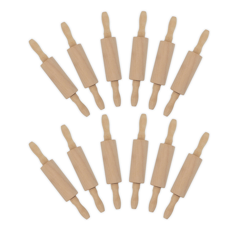 White Smoke Wood Rolling Pins 24cm 12Pc Kids Craft Basics