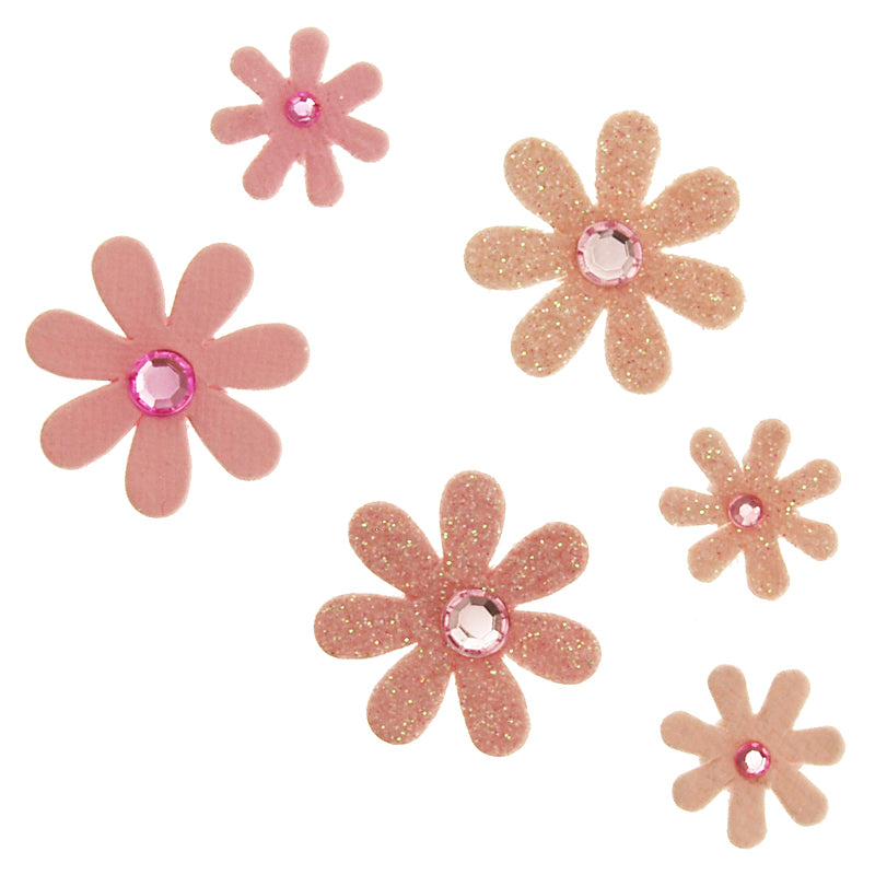 White Smoke Sparkle Florettes Pink 60Pcs Craft Basics