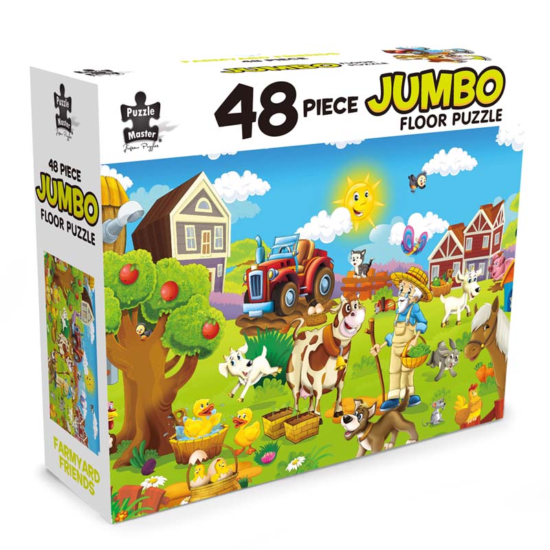 48-piece jumbo floor puzzle box with farmyard animals illustration