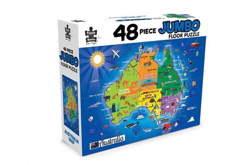 48-piece jumbo floor puzzle box featuring Australia map illustration
