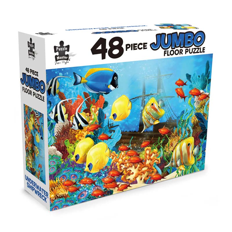 Jumbo 48-piece floor puzzle box with underwater shipwreck and colorful fish
