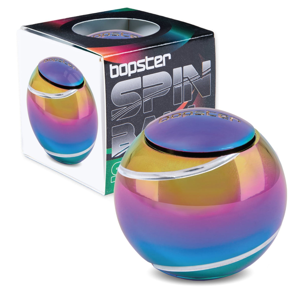 White Smoke Bopster Spin Ball Spinner Multicoloured Metallic Fidget Toys