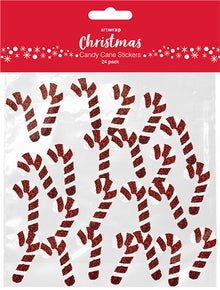 Firebrick XMAS Candy Cane Stickers, 24Pk Xmas