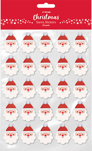Lavender XMAS Santa Stickers, 25Pk Xmas