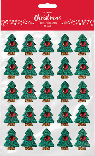 Lavender XMAS Tree Stickers, 25Pk Xmas