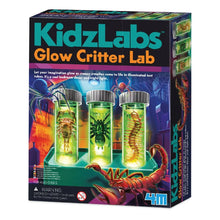 4M KidzLabs glow critter lab kit box with three glowing test tubes