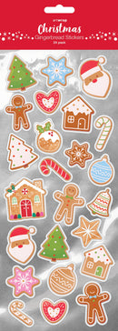 XMAS Gingerbread Stickers, 24Pk