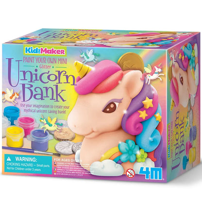 Glitter unicorn paint-your-own bank kit in colorful box