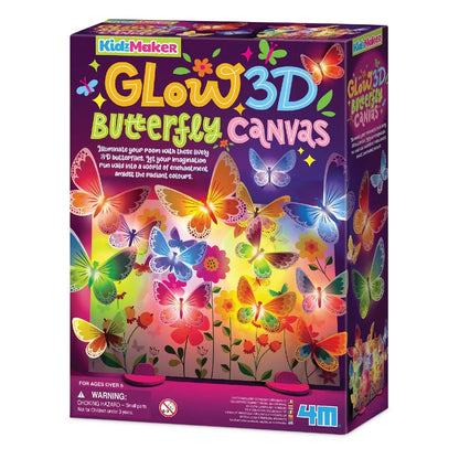 Glow 3D butterfly canvas craft kit box with multicolor butterfly artwork