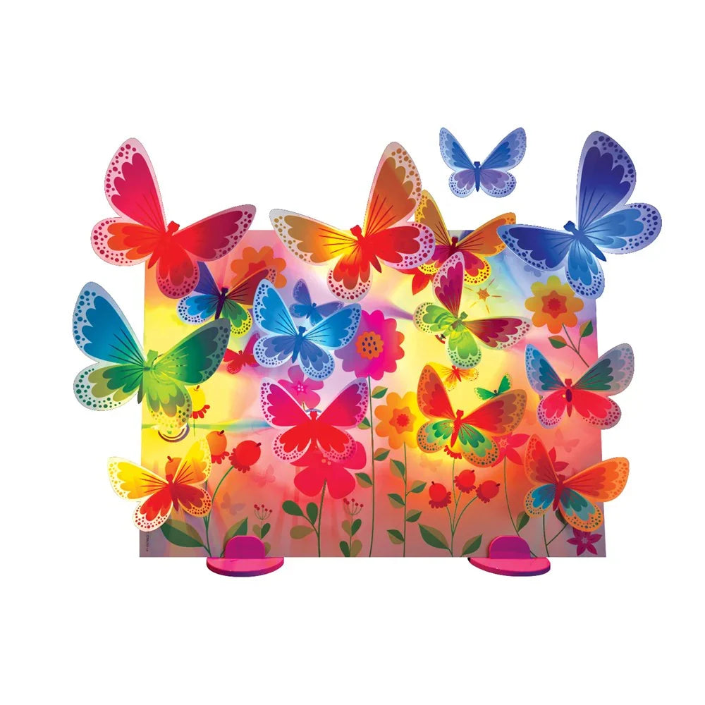 3D glow butterfly canvas with colorful layered butterflies on light background