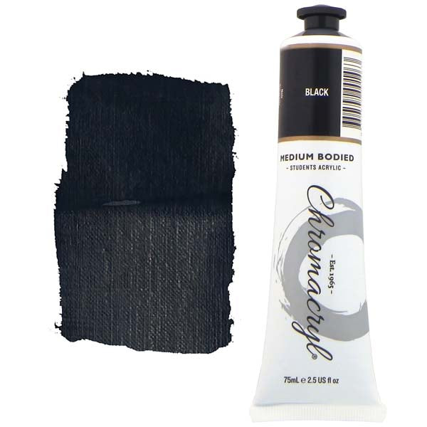 White Smoke Chromacryl Students Acrylic Paint, 75ml Black Acrylic Paints