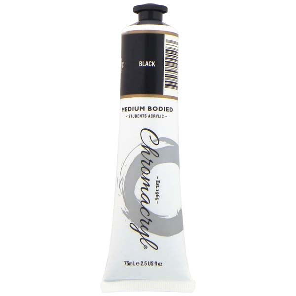 White Smoke Chromacryl Students Acrylic Paint, 75ml Black Acrylic Paints
