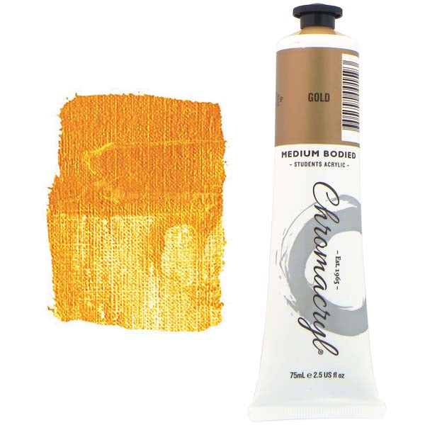 White Smoke Chromacryl Students Acrylic Paint, 75ml Gold Acrylic Paints