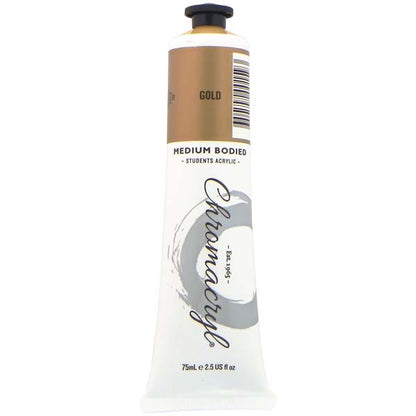 White Smoke Chromacryl Students Acrylic Paint, 75ml Gold Acrylic Paints