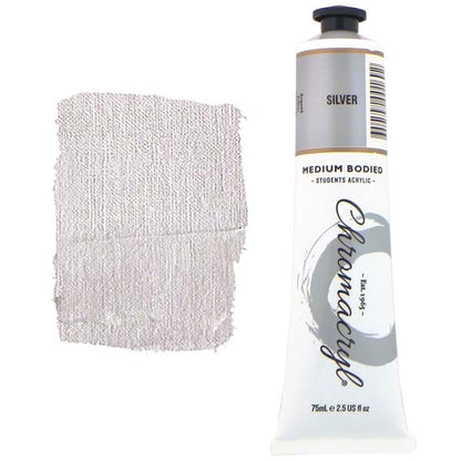 White Smoke Chromacryl Students Acrylic Paint, 75ml Silver Acrylic Paints