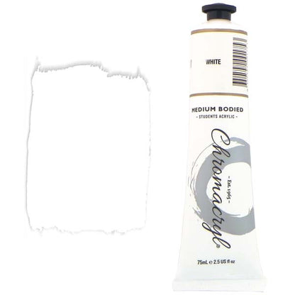 White Smoke Chromacryl Students Acrylic Paint, 75ml White Acrylic Paints