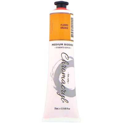 White Smoke Chromacryl Students Acrylic Paint, 75ml Fluoro Orange Acrylic Paints