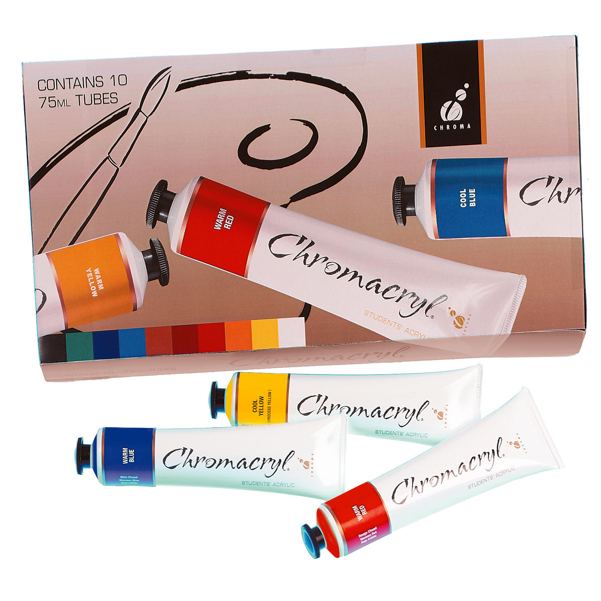 White Smoke Chromacryl 10 Tube Set Acrylic Paint