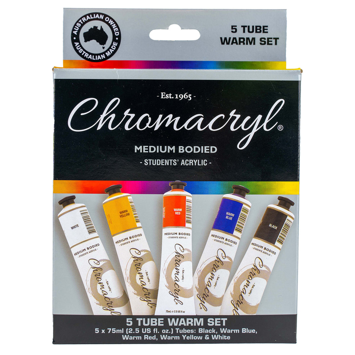 Black Chromacryl 5 Tube Set (Warm Colours) Acrylic Paint