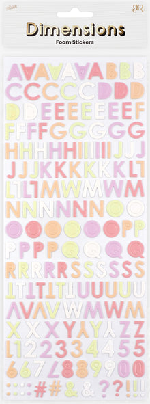 Misty Rose Dimensions  Mini Foam Alpha Stickers Paper Craft