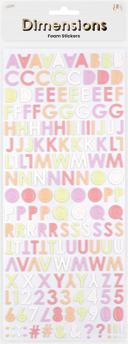 Misty Rose Dimensions  Mini Foam Alpha Stickers Paper Craft