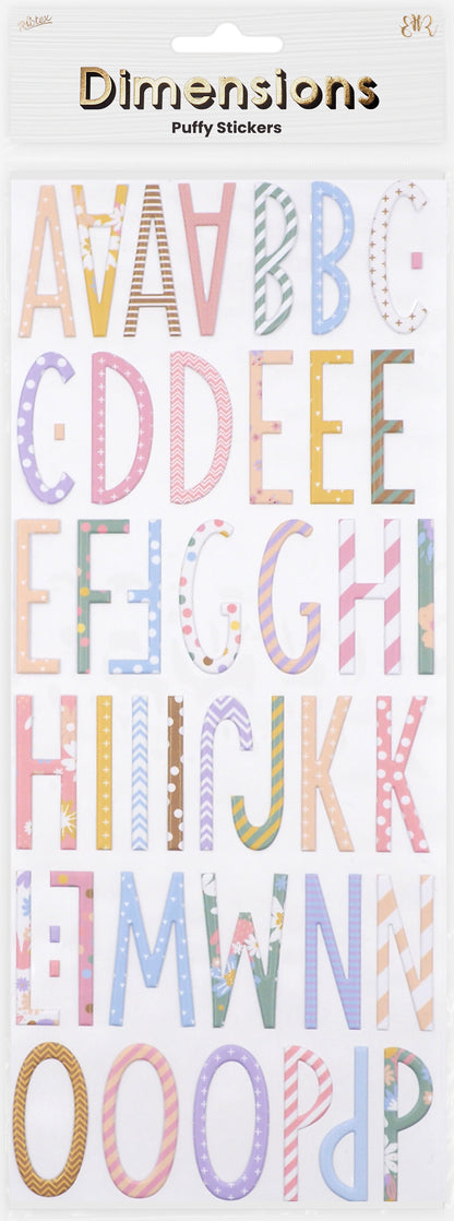 Lavender Dimensions  Puffy Alpha Floral Stickers Paper Craft