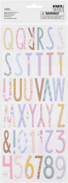 Lavender Dimensions  Puffy Alpha Floral Stickers Paper Craft
